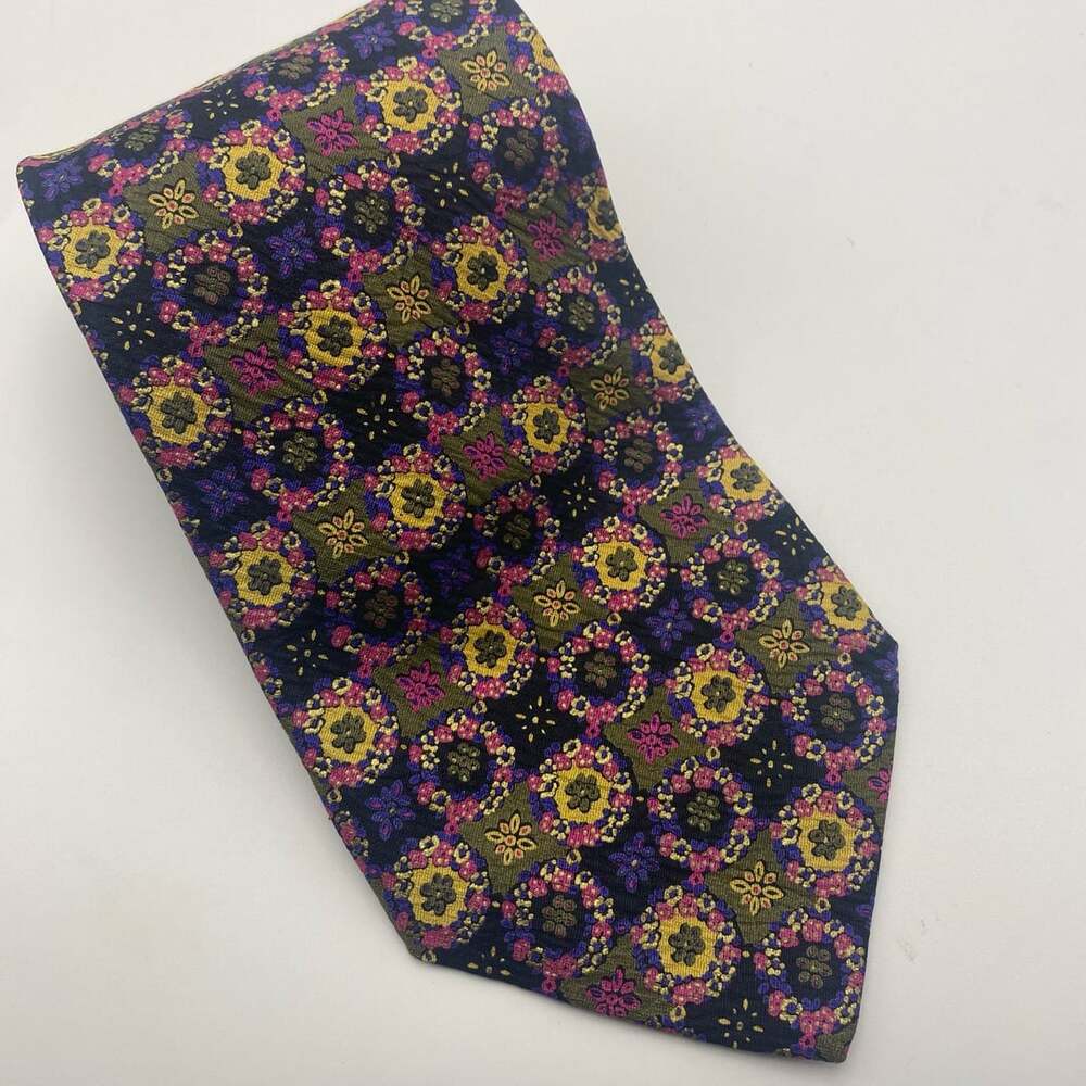 Santo Stefano Evento Uomo Multicolor Geometric Pattern Silk Necktie With Chain